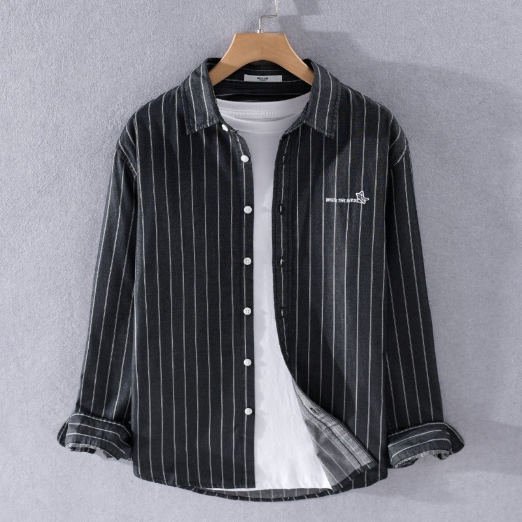 Áo Sơ Mi Nam Dài Tay Sọc Chữ NF322 Chất Vải Mềm Mịn Chuẩn Shop Thời trang EMEY LUXURY