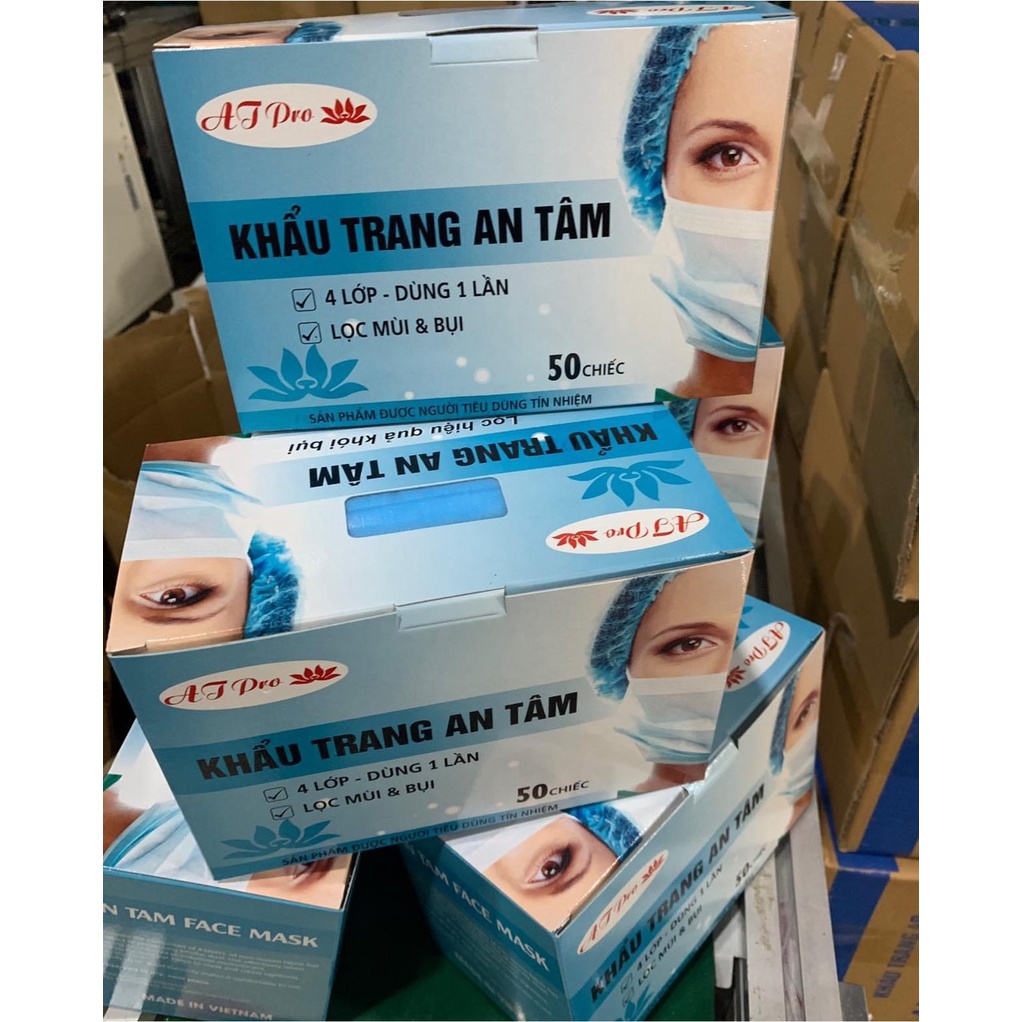 Hộp 50 Cái Khẩu Trang Y Tế 4 Lớp An Tâm-free ship