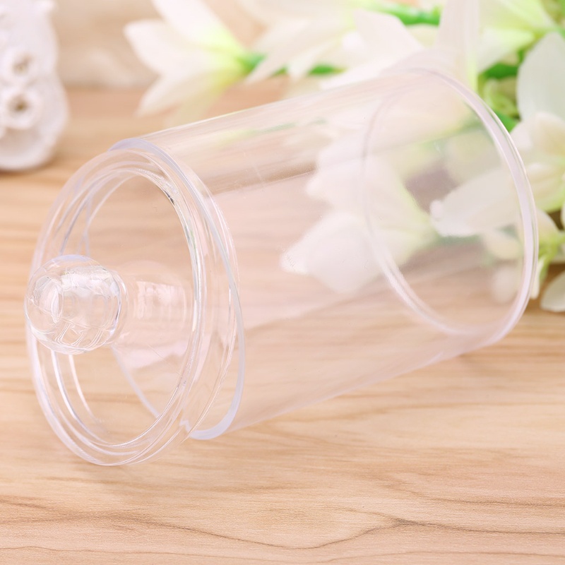 Hộp đựng tăm bông/ mỹ phẩm từ nhựa trong suốt hình tròn tiện lợi cho gia đình