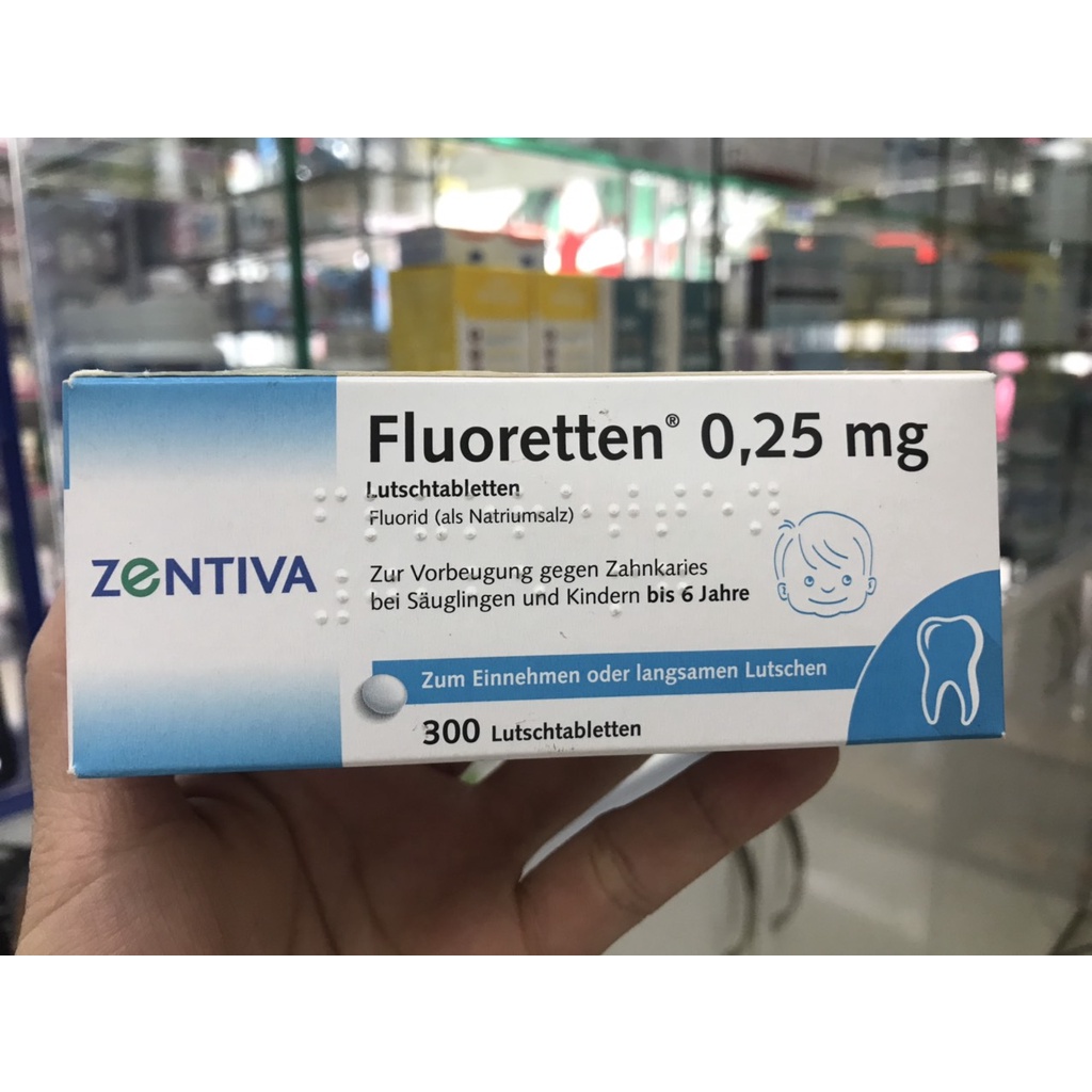 Viên ngậm chắc răng , ngừa sâu răng cho bé Zentiva Fluoretten 0,25mg hộp 300 viên Nội Địa Đức