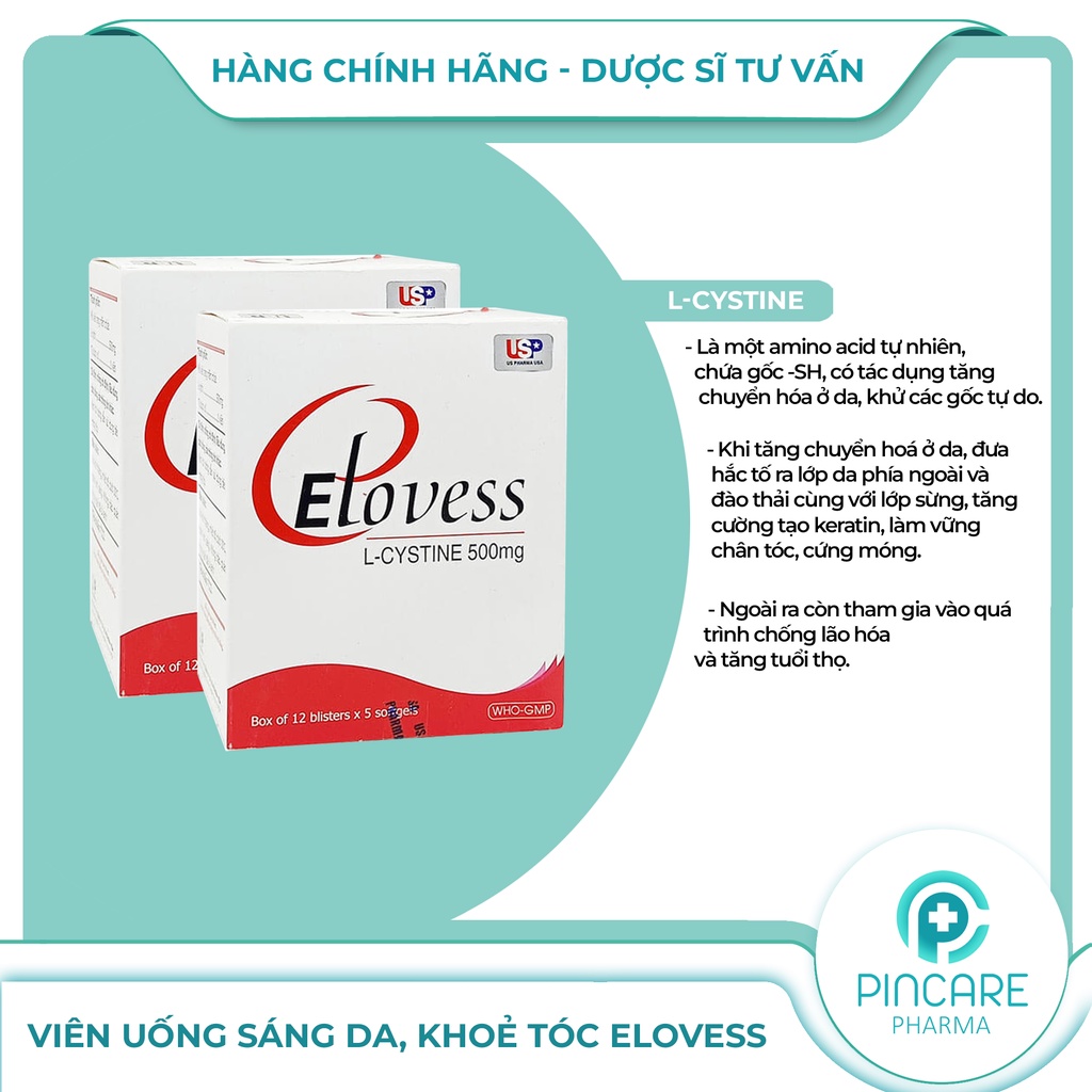 Viên uống sáng da, khoẻ tóc ELOVESS  - Hàng chính hãng - Nhà Thuốc PinCare