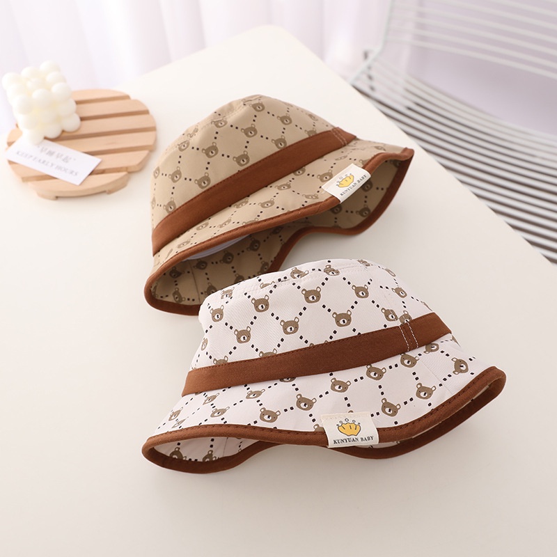 Mũ nón bucket vành rộng gấu cute cho bé từ 8 tháng- 6 tuổi