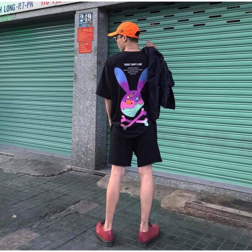 Áo thun tay lỡ unisex form rộng Bad Habits Trippy Land, vải cotton 100% co dãn tốt, hình in to và bền AL54