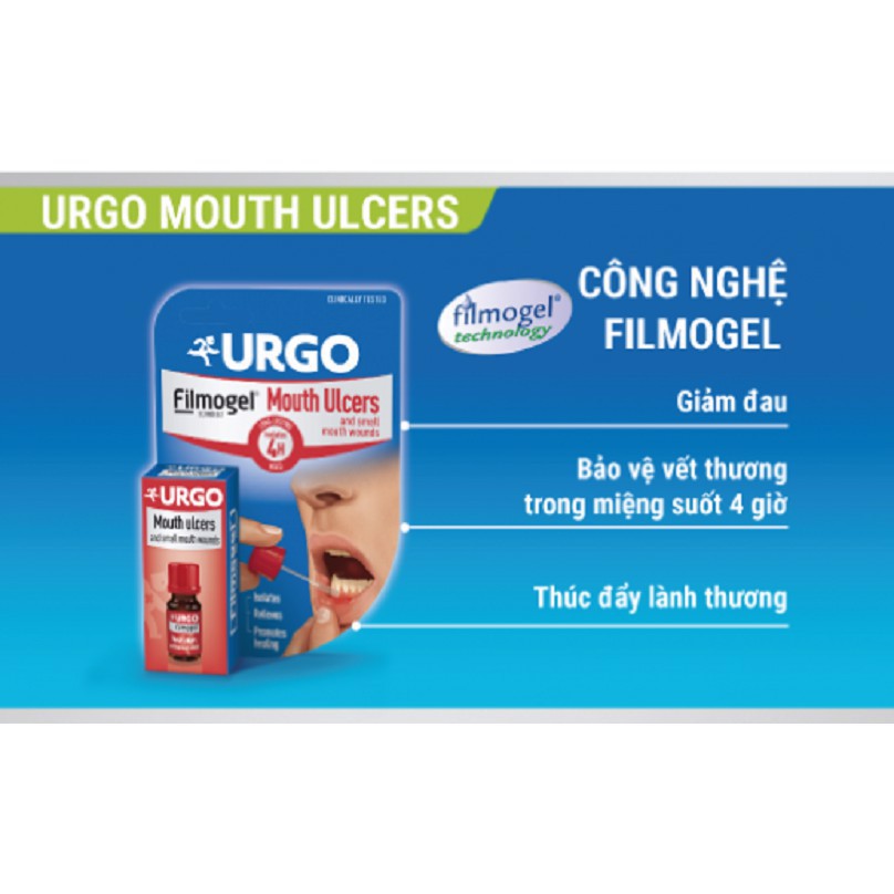 Gel Trị Viêm Loét Miệng Urgo Mouth Ulcer - Thúc đẩy lành vết loét - Chai 6ml