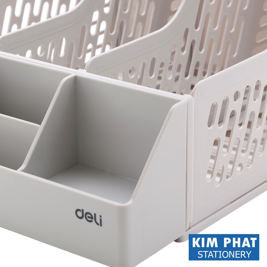 Giá để tài liệu 3 ngăn kèm Khay để bút Cỡ Lớn Deli (Khổ F)