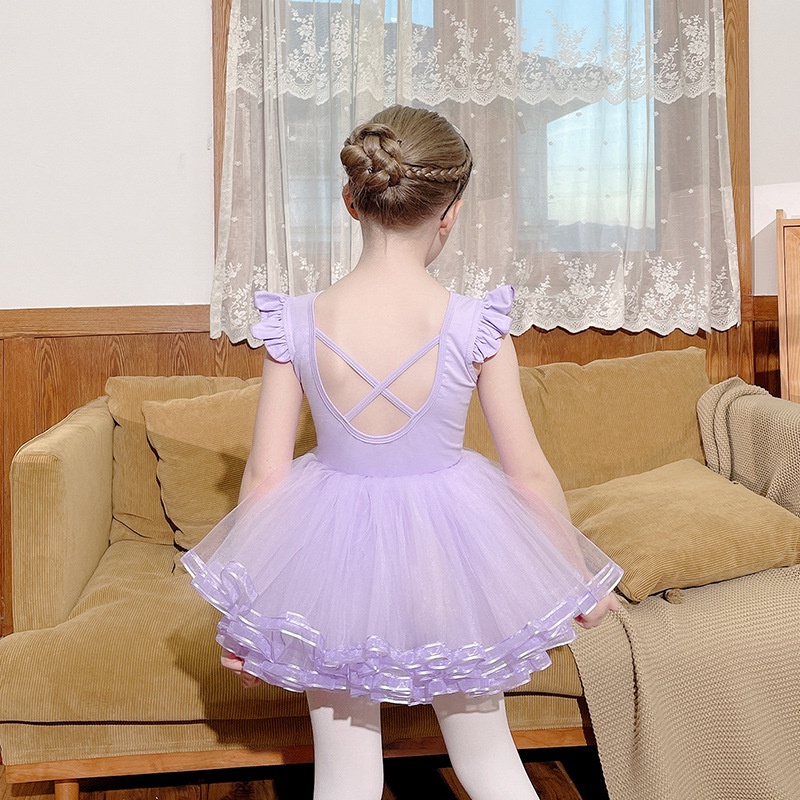 Bộ Trang Phục Múa Ba Lê Bằng Cotton Màu Tím Cho Bé