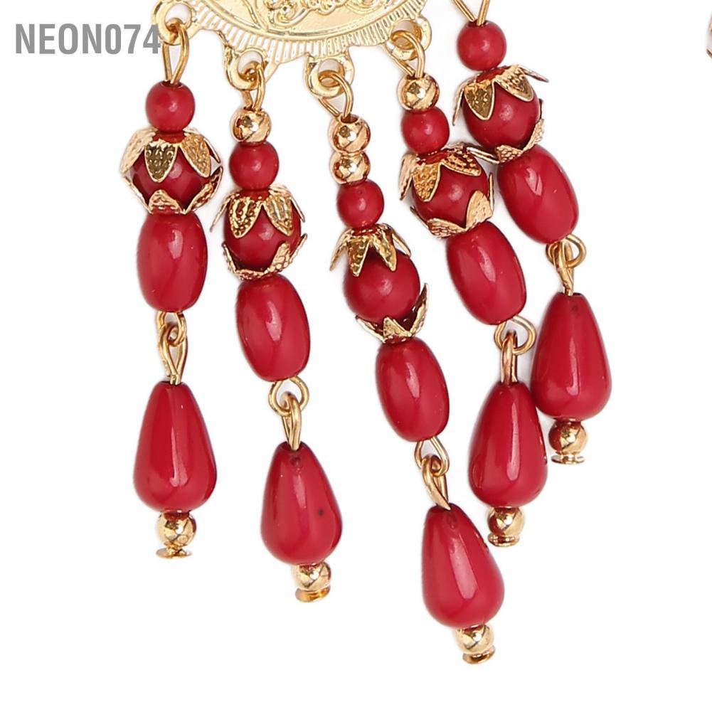 Neon074 Neon074 2 cái Bông tai tua rua Cổ điển Trọng lượng nhẹ hình giọt nước màu đỏ có hộp lưu trữ để làm quà tặng ngày lễ