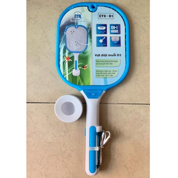 VỢT MUỖI KIÊM ĐÈN BẮT MUỖI TỰ ĐỘNG CYX-D1 CÓ CHÂN ĐẾ CẮM VỢT