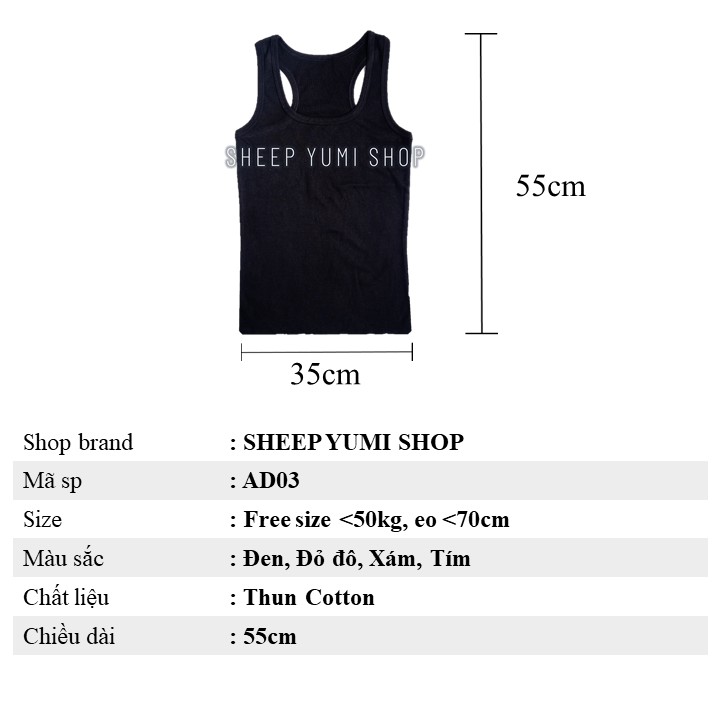 Áo ba lỗ nữ thể thao dáng ôm body tập gym SHEEP YUMI SHOP AB01