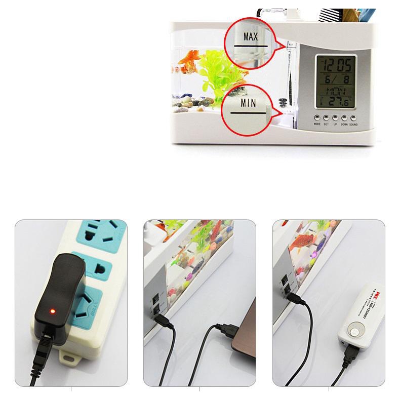 Cách dán bể cá, Bể cá mini usb để bàn AQUARIUM,màn hình LCD hiển thị thời gian,nhiệt độ,ngày tháng,lưu thông nước tốt