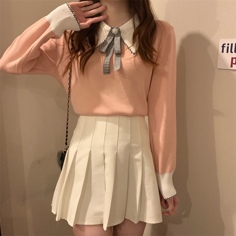 Áo Dệt Kim Dáng Ôm Đính Nơ Thời Trang Mùa Thu Hàng Mới Dành Cho Bạn Nữ