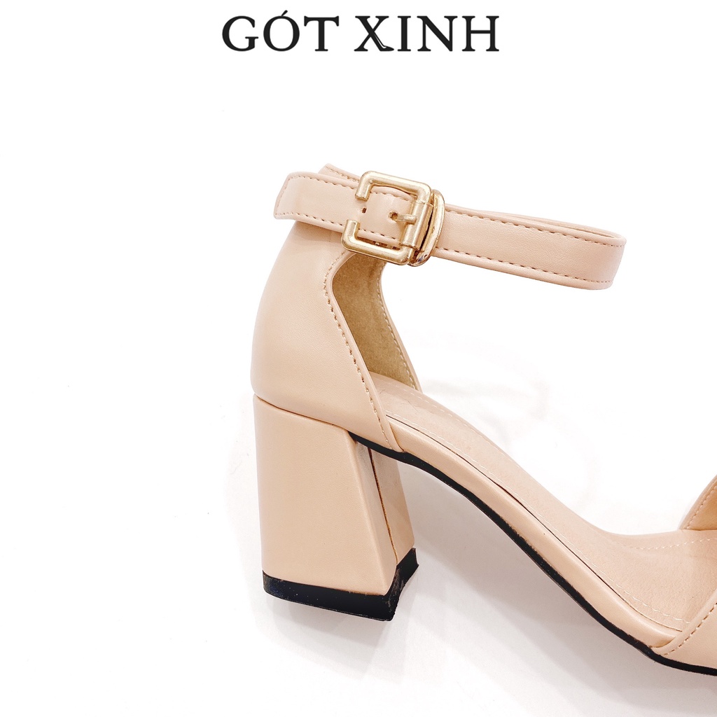 Giày sandal cao gót nữ 7cm GÓT XINH GX13 da mờ gót vuông