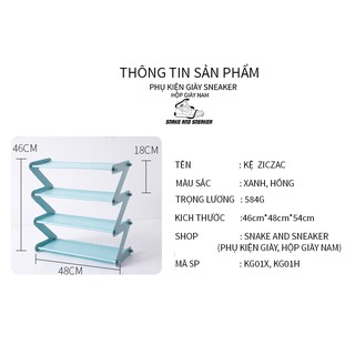 KỆ GIÀY ZICZAC 4 TẦNG, CÓ THỂ THÁO RỜI, KÍCH THƯỚC 46*48*54
