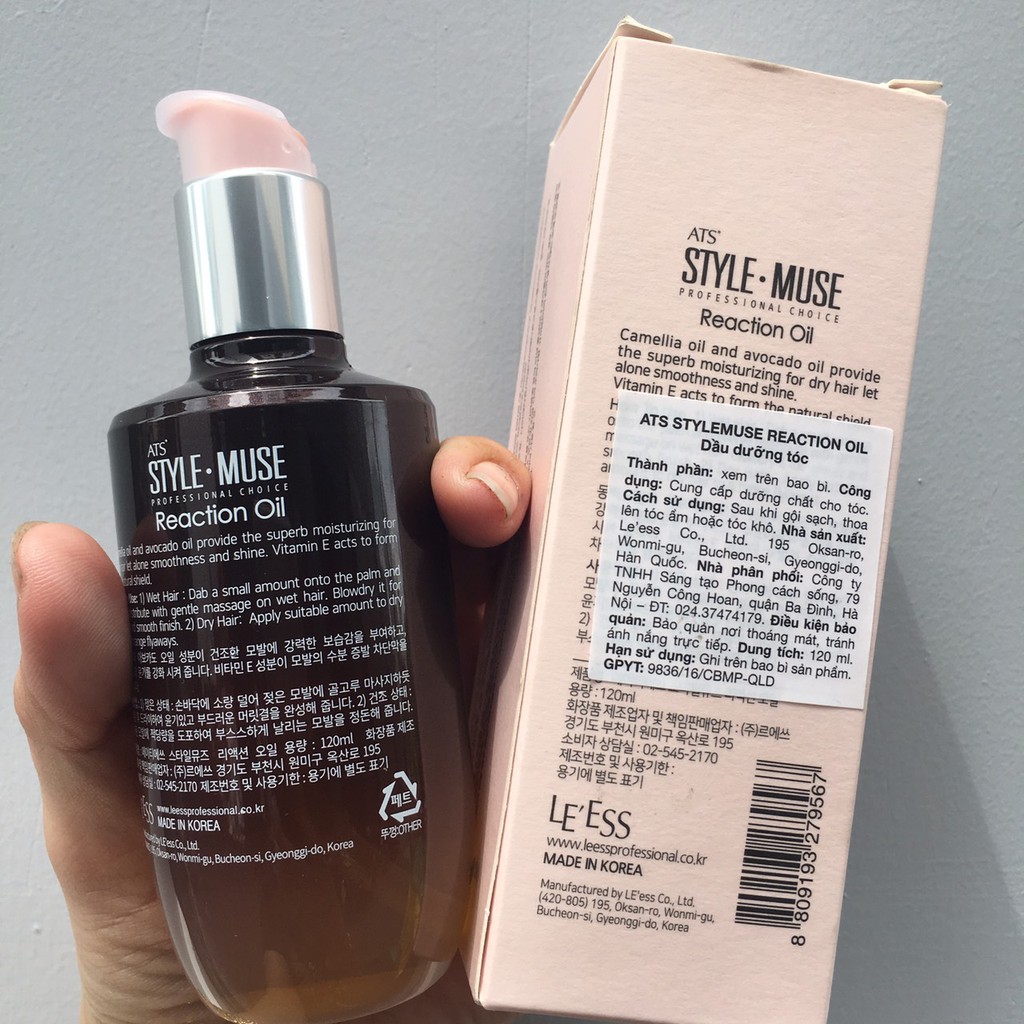 **TINH DẦU DƯỠNG DÀNH CHO TÓC UỐN ATS STYLEMUSE REACTION OIL HÀN QUỐC 120ML