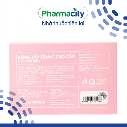 Bông tẩy trang cao cấp Pharmacity (80 miếng/hộp)