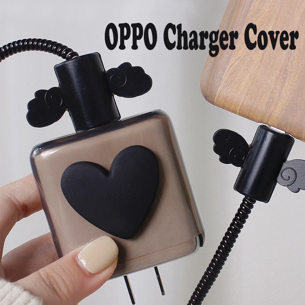 Vỏ Bảo Vệ Hộp Sạc Màu Xám Trong Suốt Họa Tiết Hoạt Hình Kèm Dây Cáp Cho OPPO 18W 33W 65W
