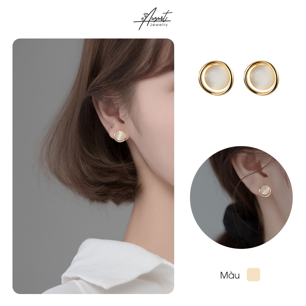 Bông tai/ Hoa tai hợp kim tròn nhỏ phong cách Hàn Quốc