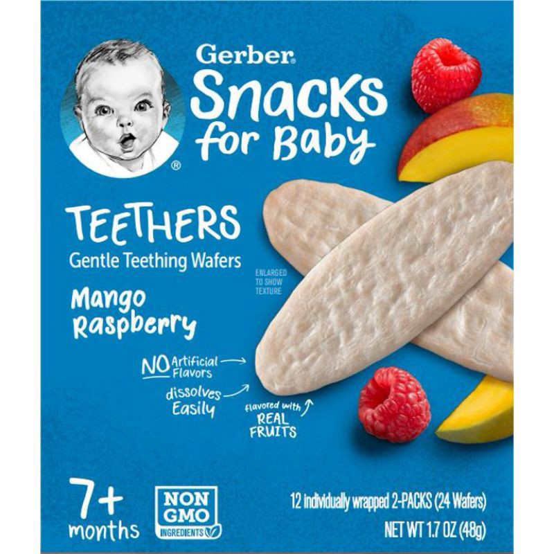 (Date 11/2022) Hộp 36 gói bánh gạo ăn dặm Gerber Teethers
