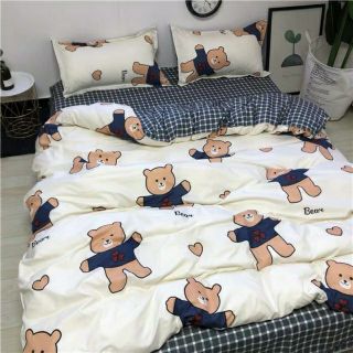 Bộ Chăn Ga Gối Bé Gấu Cotton Poly