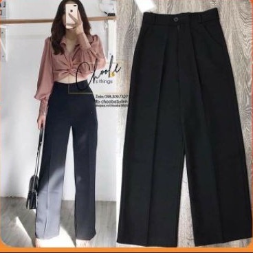 [có ảnh cận chất] quần ống rộng chất tuyết mưa khóa cúc/khóa sườn sẵn hàng