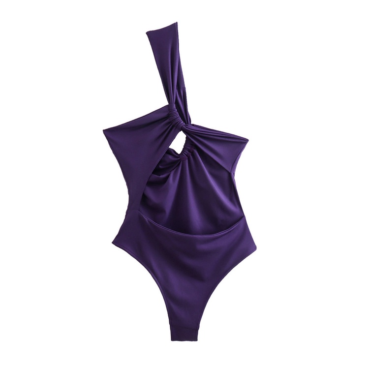 Bộ Đồ Bơi Một Mảnh Màu Nâu / Tím Thiết Kế Không Đối Xứng Dáng Ôm Thời Trang Quyế