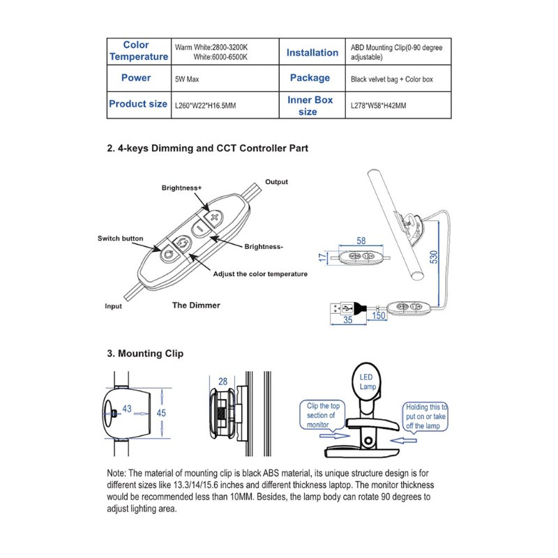 Thanh Đèn Led Usb Gắn Màn Hình Máy Tính Có Thể Điều Chỉnh Độ Sáng Tiện Dụng