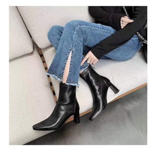 Boots da mềm khoá sau | đen, nâu