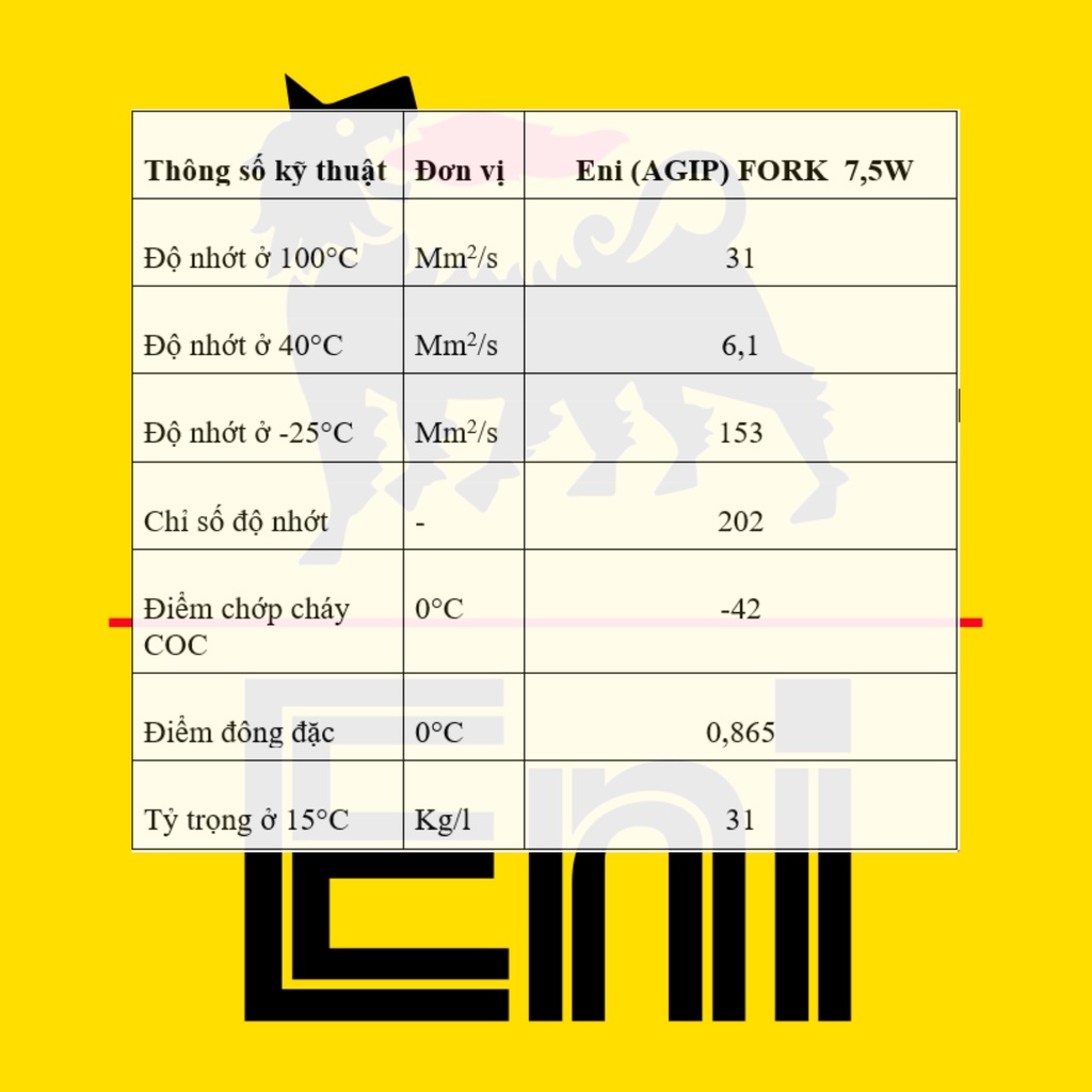 Dầu Phuộc Eni (AGIP) FORK 7,5W (Nhập Khẩu Ý: 1 Lít)