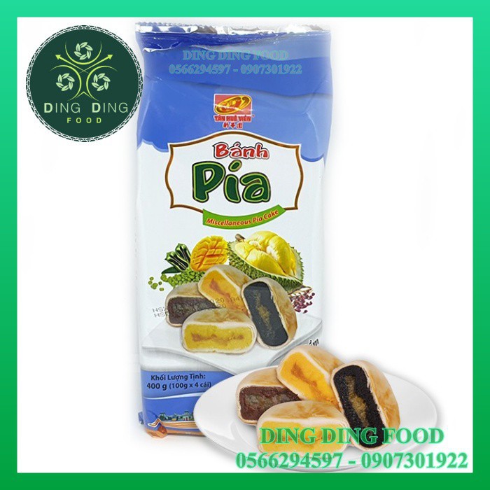 Bánh Pía Chay Thập Cẩm 4 Vị 400g [ 4 BÁNH 4 VỊ ]| Mè Đen, Xoài, Đậu Xanh, Đậu Đỏ| Tân Huê Viên| Ăn Chay - DING DING FOOD