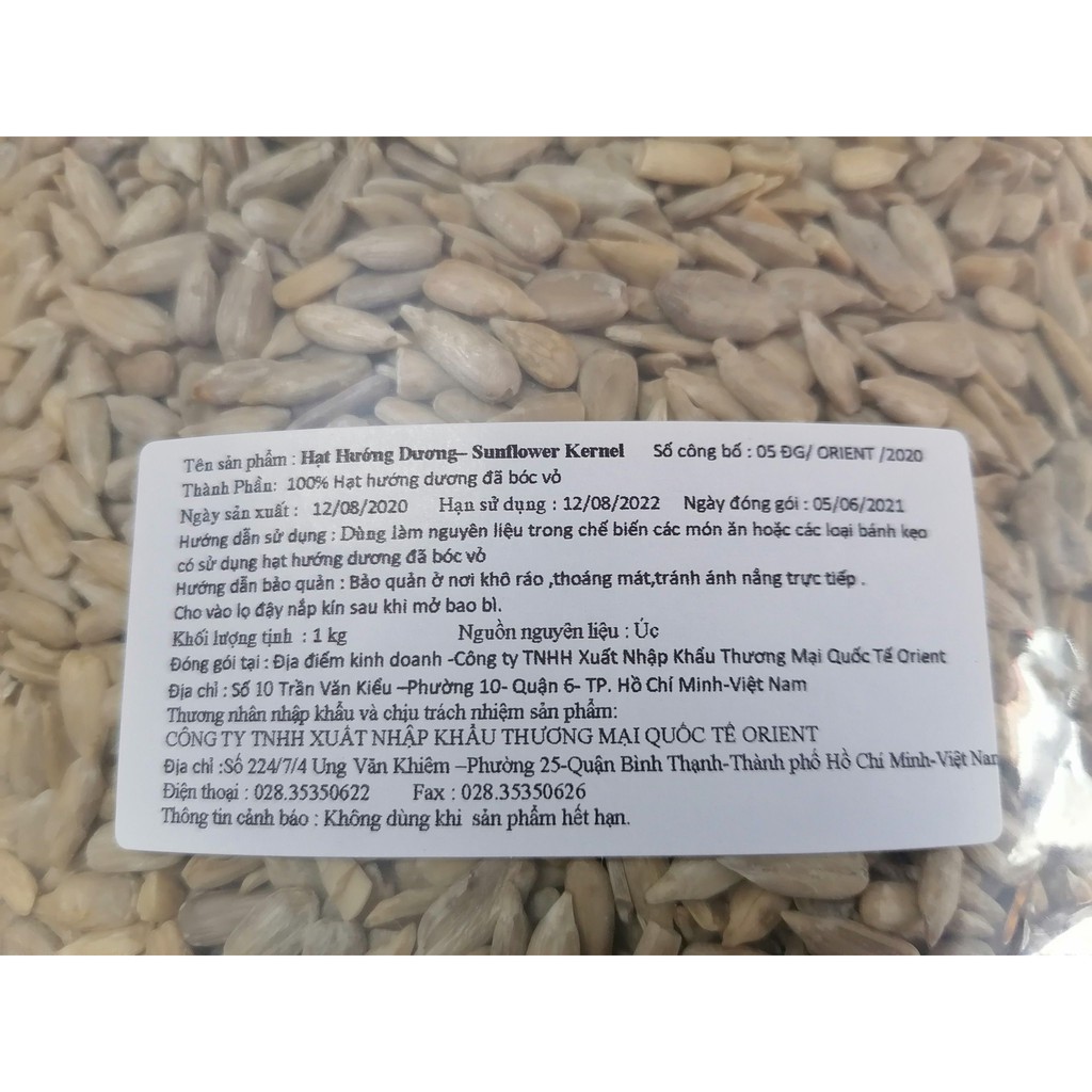 [TÚI 1Kg] HẠT HƯỚNG DƯƠNG KHÔNG VỎ [Australia] ORIENT Sunflower Kernel