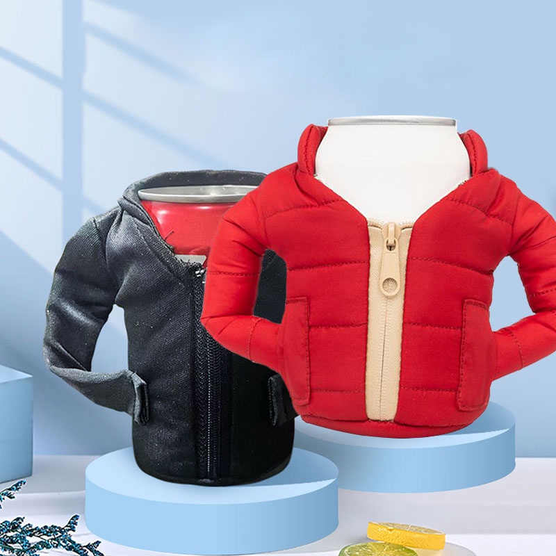 Vỏ bọc lon bia  giữ nhiệt kiểu dáng áo khoác độc đáo tiện lợi