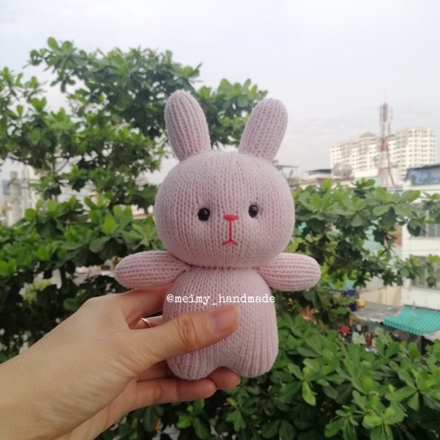Thú bông len handmade - Thỏ béo lùn 1 (mẫu đan)