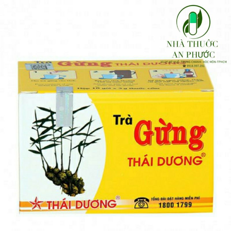 Trà Gừng Thái Dương ⚡ CAM KẾT CHẤT LƯỢNG  ⚡  Hộp 10 Gói,  Làm ấm cơ thể, tăng cường tuần hoàn máu