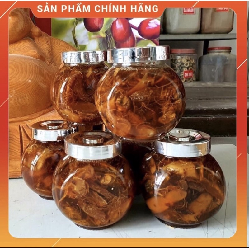 Sâm ngâm mật ong hộp 380ml thủy tinh biếu hoặc tặng cực sang chảnn