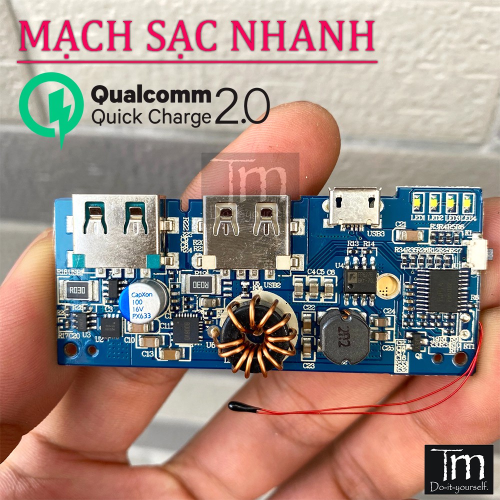 Mạch Sạc Dự Phòng Sạc Nhanh QC3.0 Chạy Chip Qualcomm