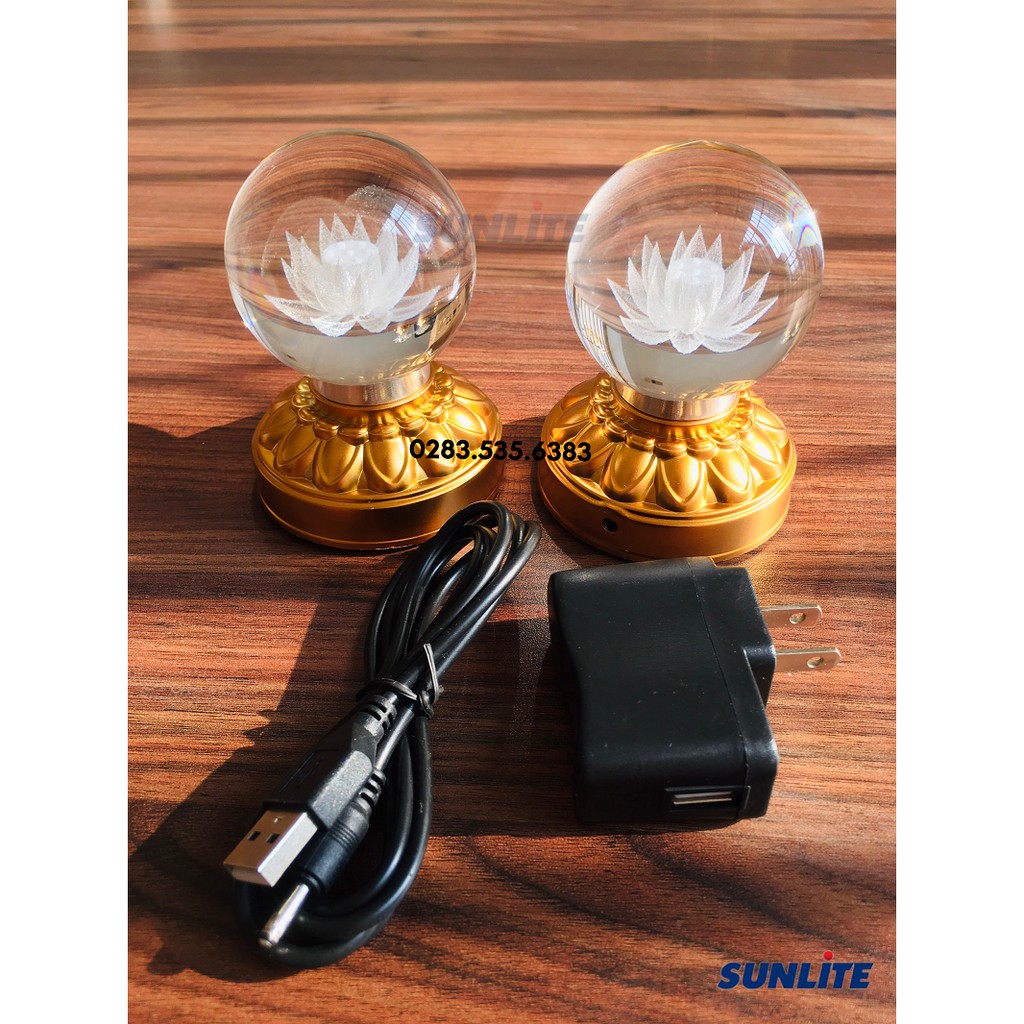Đèn pha lê hoa sen mini 0.4inch (có thể dùng pin)