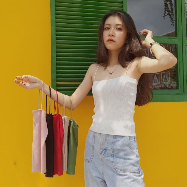 Áo hai dây len dệt kim siêu mềm và co giãn tốt