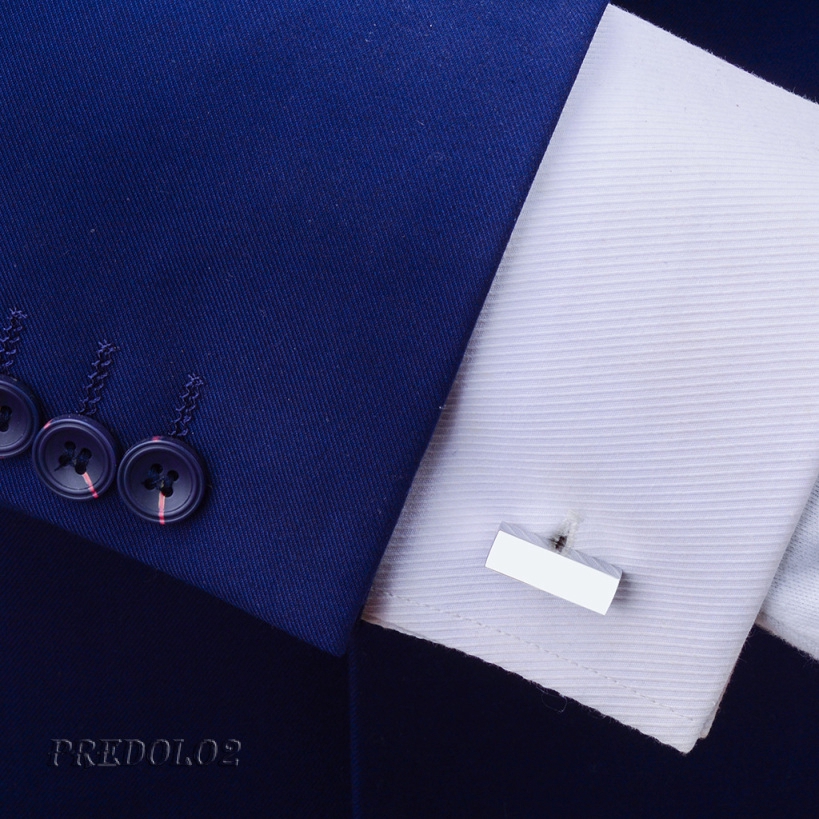 [Predolo2] Khuy Măng Sét Hình Chữ Nhật Bằng Đồng Bạc Cho Đám Cưới