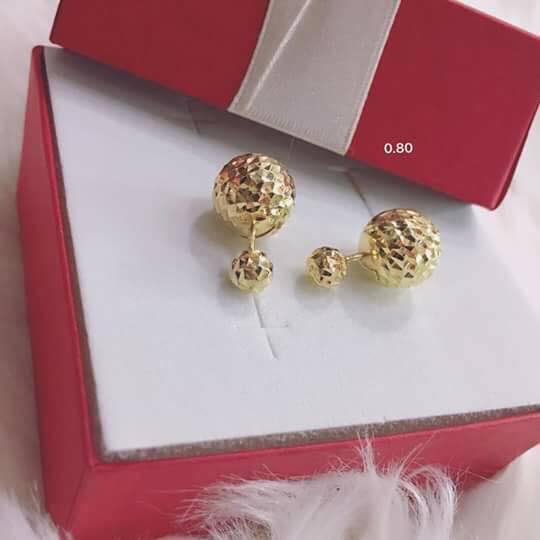 Bông tai bi phay mạ vàng 18k đẹp