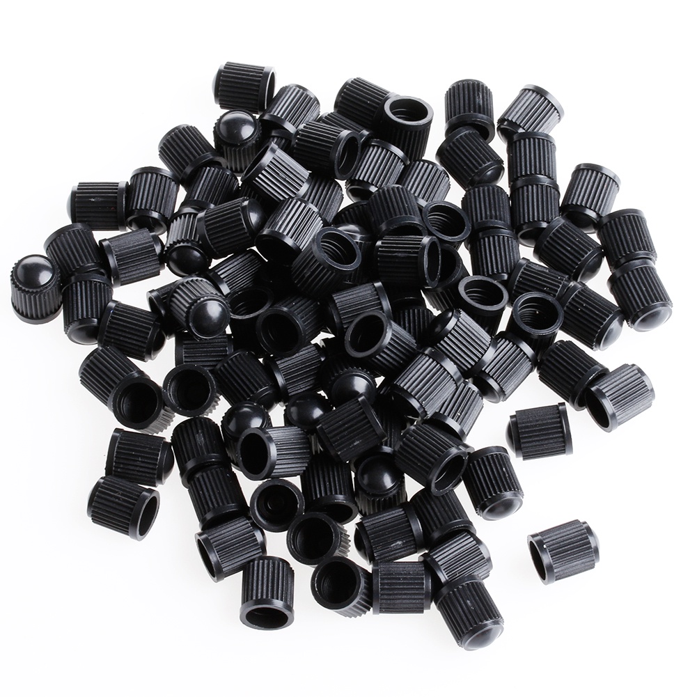 Bộ 100 nắp nhựa màu đen đậy van bánh xe đạp/xe máy/xe ô tô