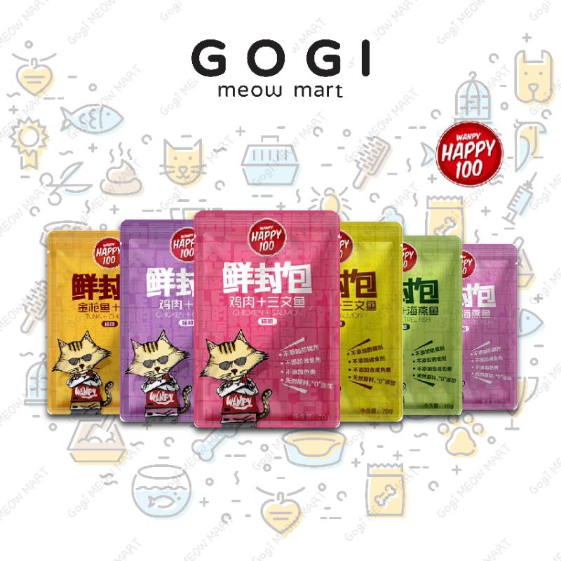 [RẺ VÔ ĐỊCH] Pate Wanpy Happy 100 cho mèo 6 mùi vị dạng túi 70G -Thức ăn dinh dưỡng thú cưng Gogi MEOW MART