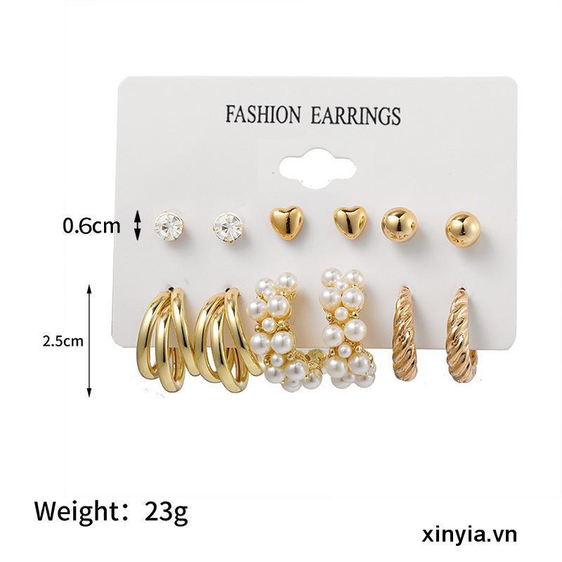 Bông Tai Hình Trái Tim Đính Ngọc Trai Nhân Tạo Thời Trang