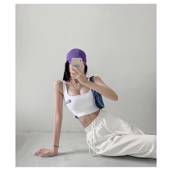 áo ba lỗ thể thao khoe rốn phong cách hot girl âu mĩ cá tính