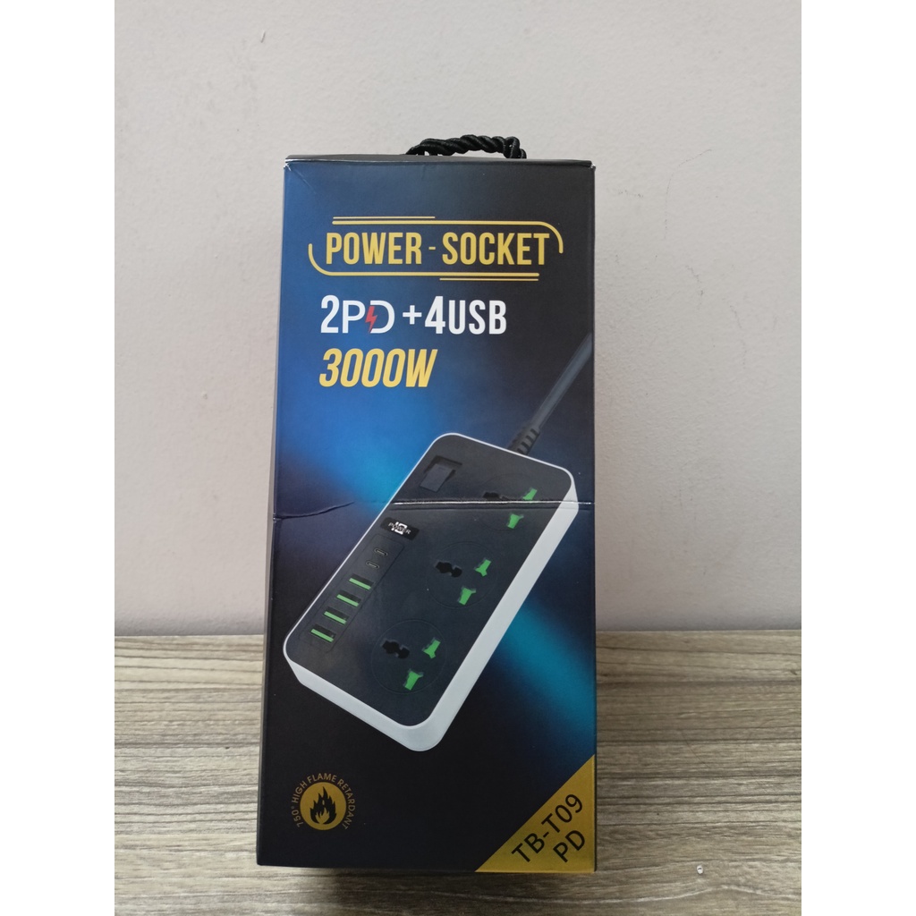 Ổ cắm điện đa năng, thông minh T09PD - 4 USB 2 Type C hỗ trợ sạc nhanh, công suất 3000W