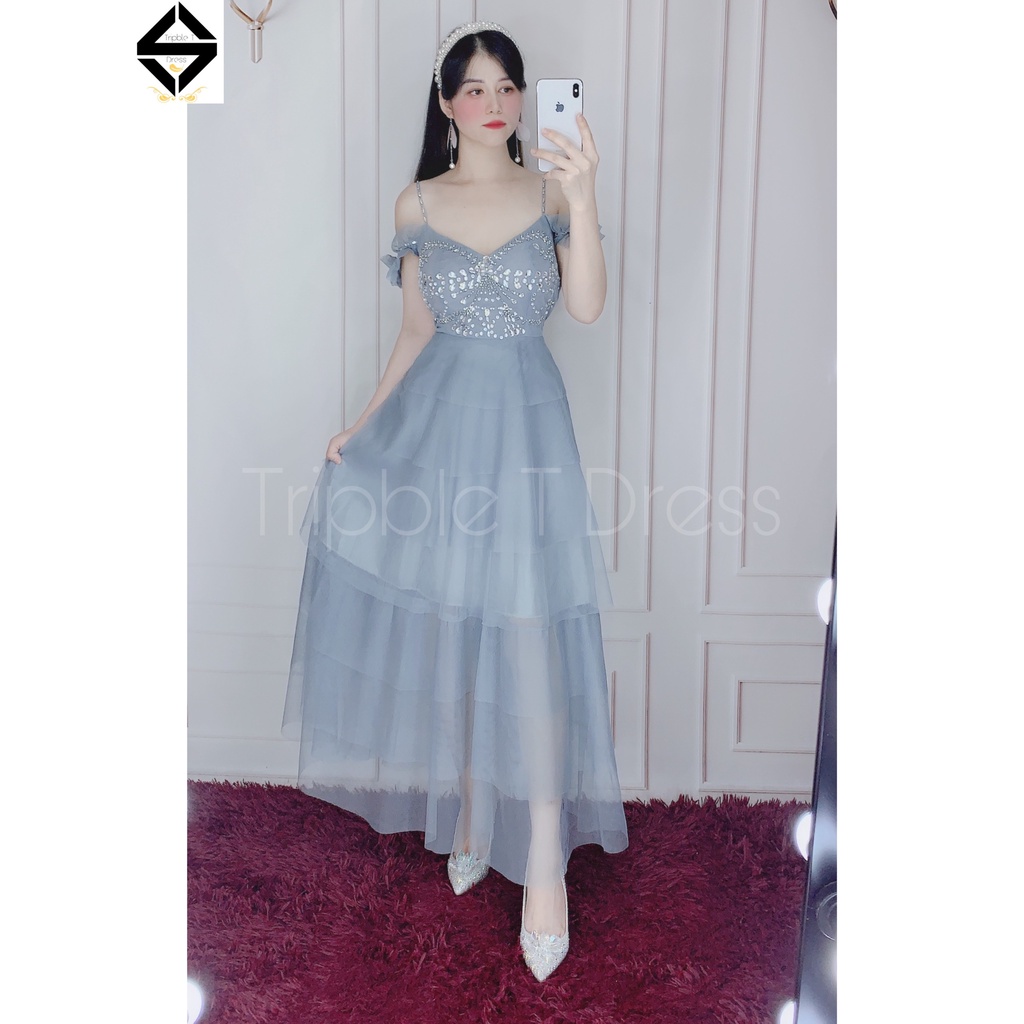 Đầm dự tiệc xếp tầng kết đá pha lê siêu xinh TRIPBLE T DRESS -size M/L - MS300V