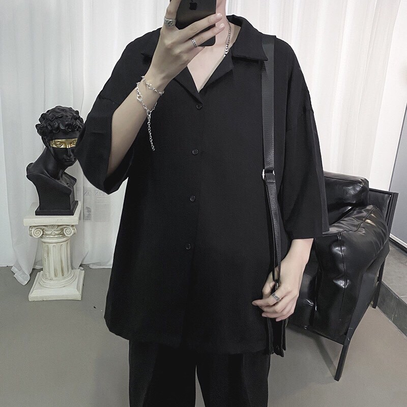 Áo sơ mi trắng đen  trơn basic oversize nam nữ sm46 | BigBuy360 - bigbuy360.vn