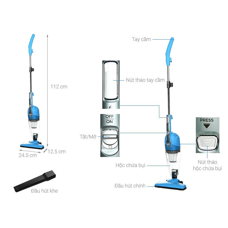 Máy Hút Bụi Midea MVC-16T-B (800W)