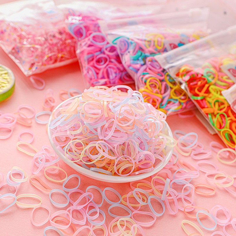 Set 1500 dây thun cột tóc co giãn nhiều màu sắc dùng 1 lần cho nữ