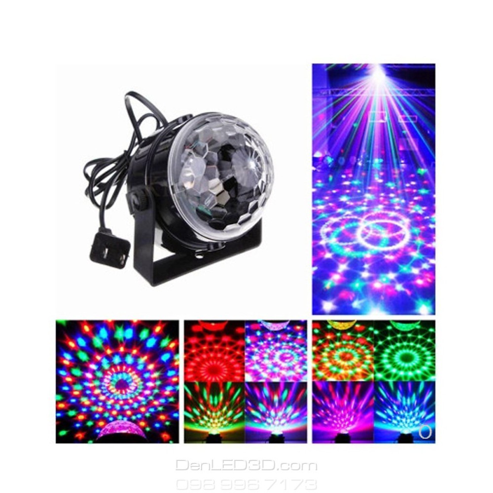 Đèn Disco Pha Lê Mini RGB Cảm Ứng Nhạc, Có Remote - Đèn Vũ Trường RGB