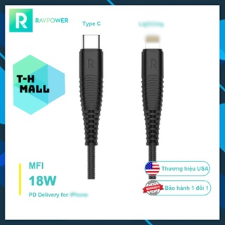 [CHUẨN MFI] Dây Cáp Sạc iphone ipad Type-C to Lightning RAVPower 1m RP-CB020 CB050